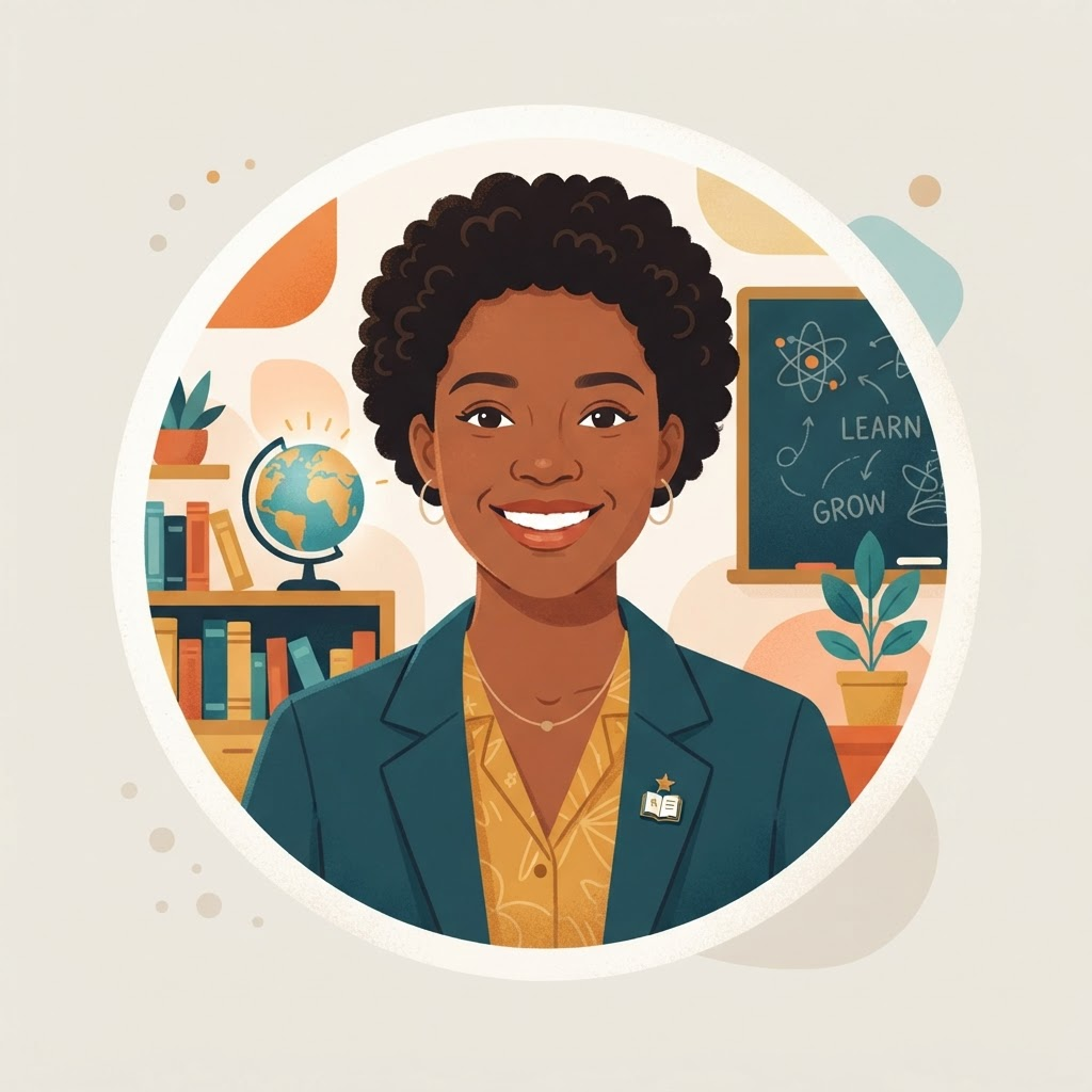 Portrait illustration of Awadia Adam, educator